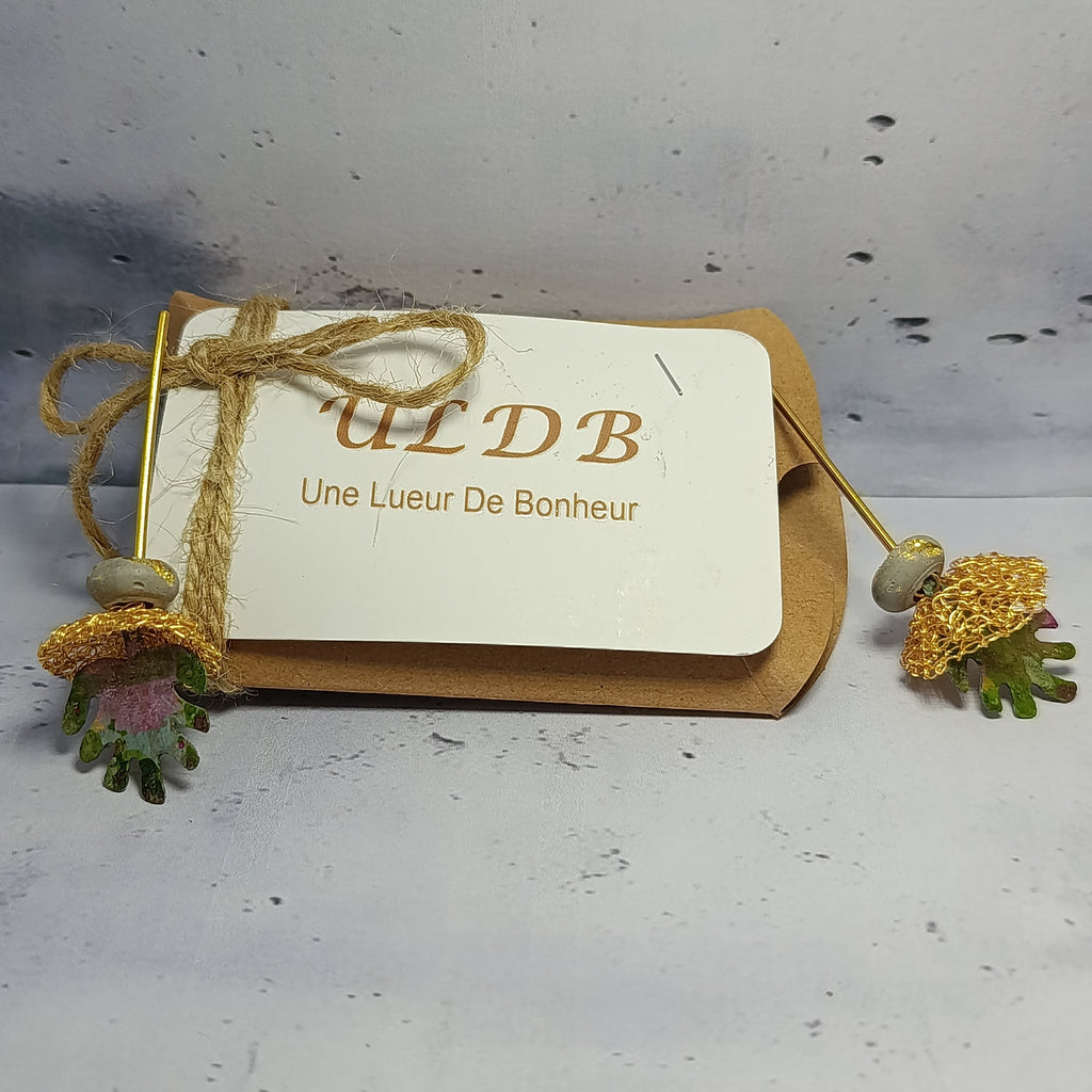 Boucles d’oreilles Oxydia – Béton, Laiton Oxydé & Fil Doré Une Lueur de Bonheur