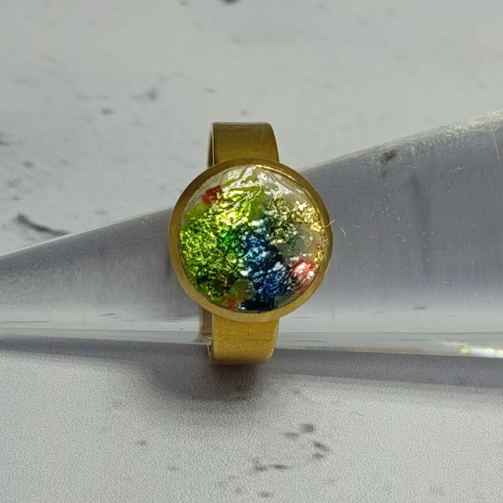 Bague Pastille – Béton & Feuilles de couleurs Une Lueur de Bonheur