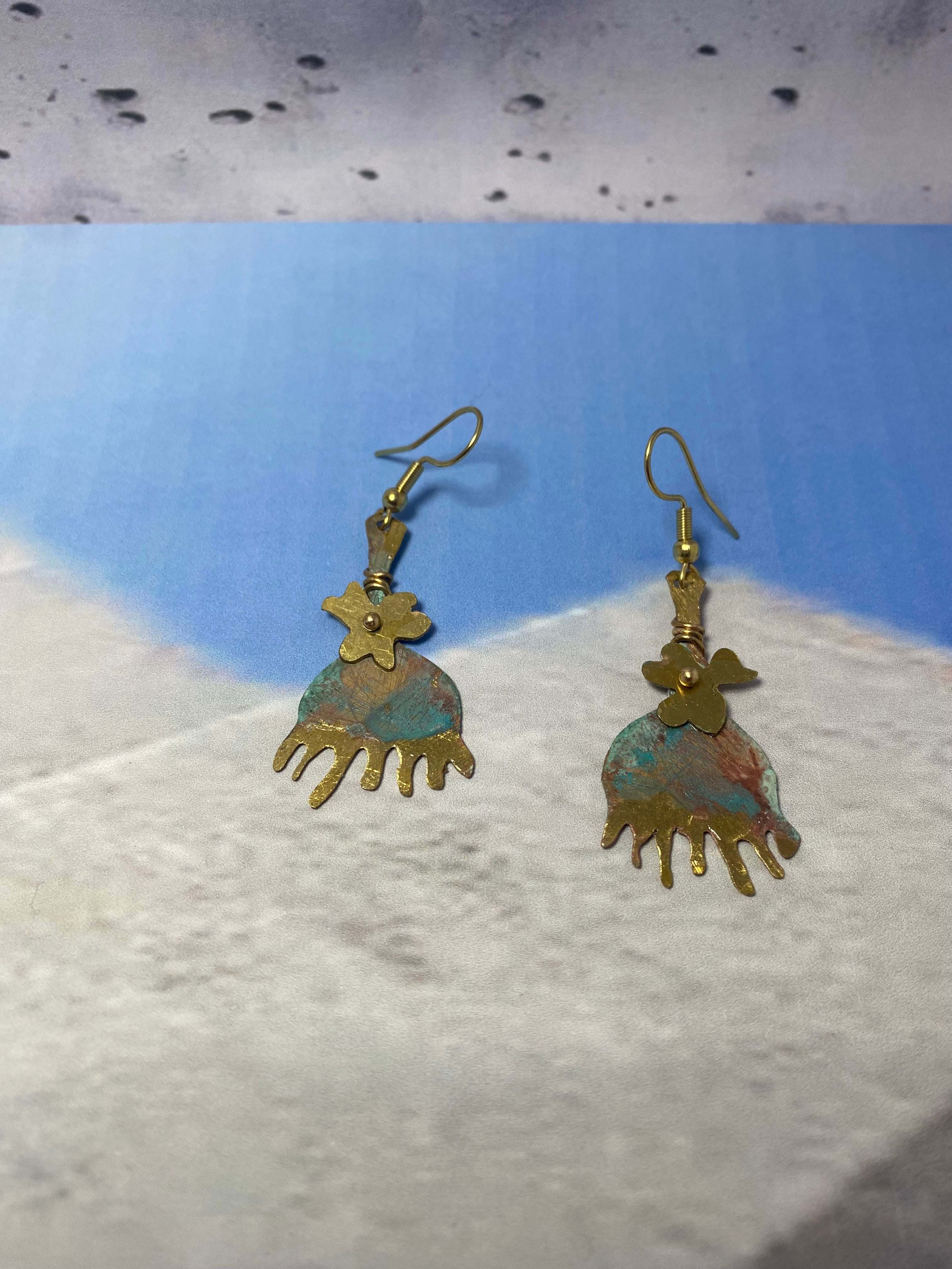 Boucles d’oreilles Aqua – Laiton doré et oxydé