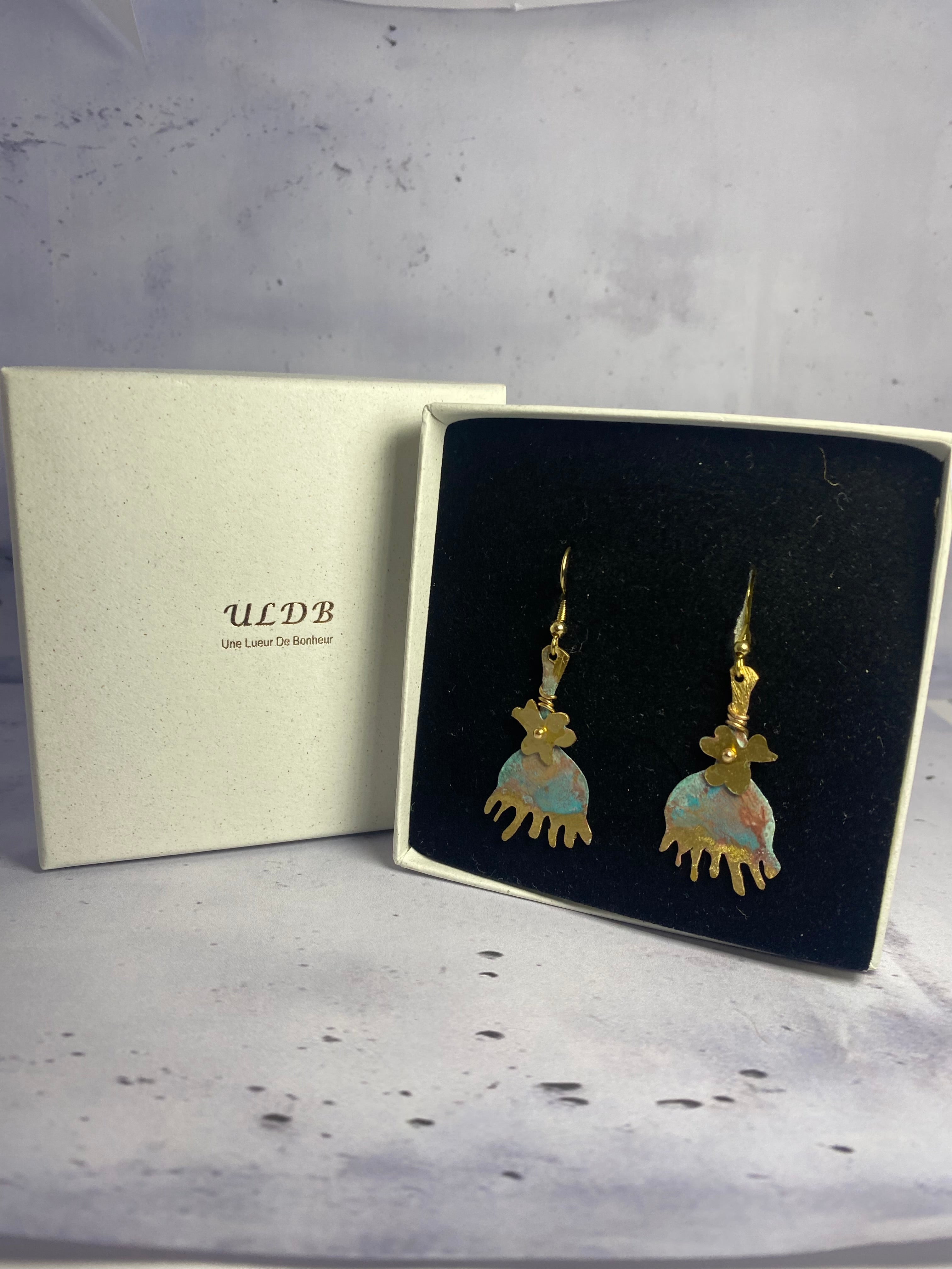 Boucles d’oreilles Aqua – Laiton doré et oxydé