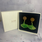Boucles d’oreilles Pétales Vert – Laiton découpé & patine artisanale