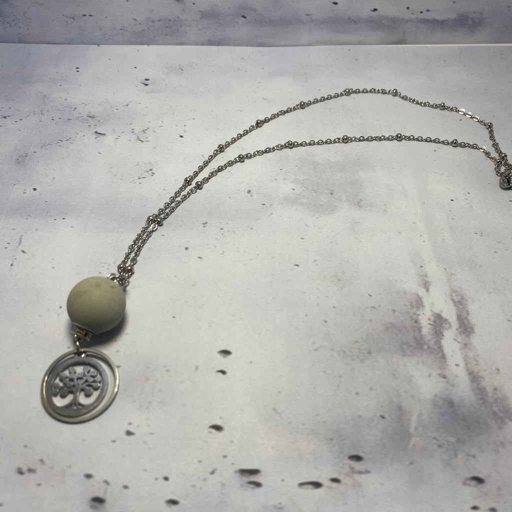 Collier Arbre de Vie – Perle béton et acier inoxydable