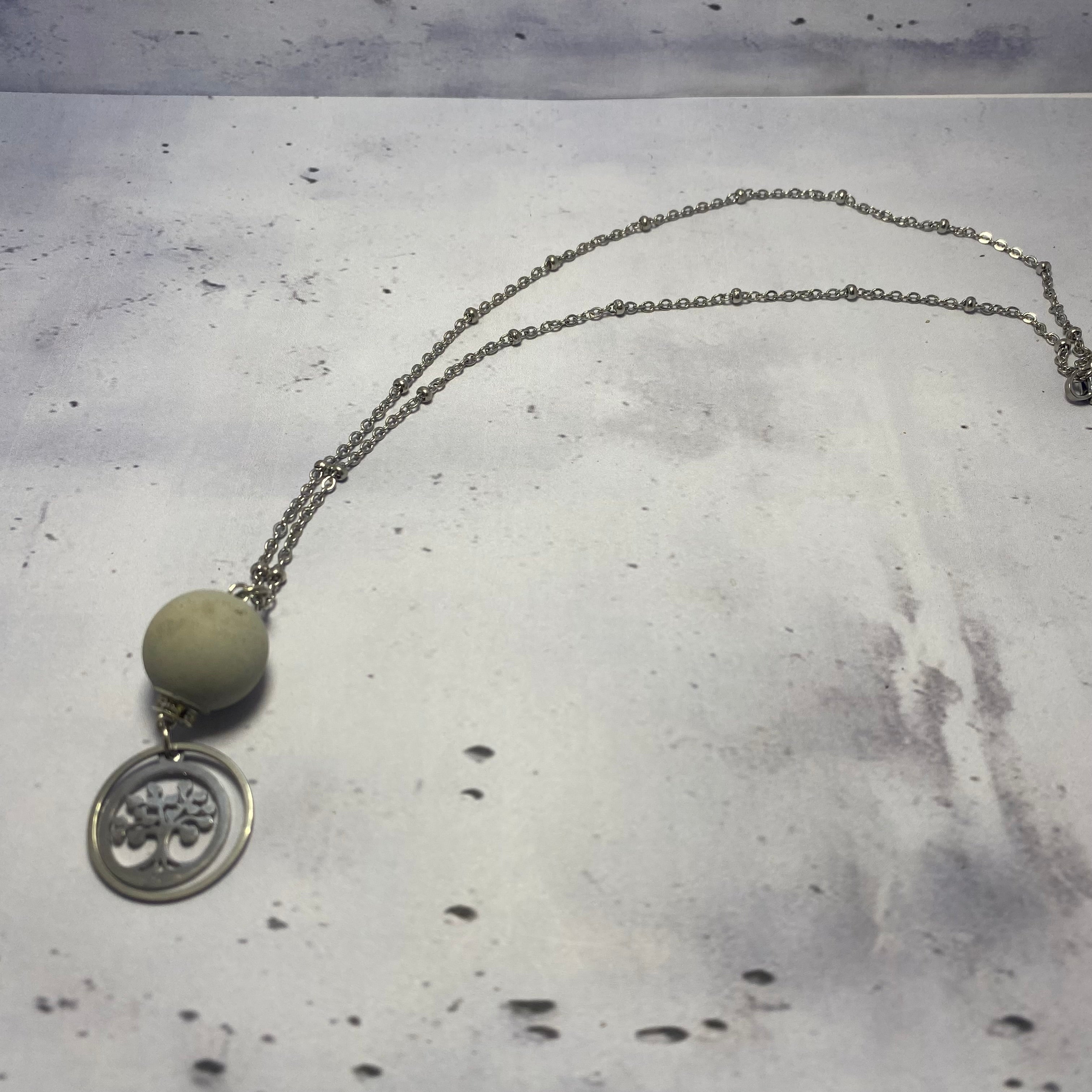 Collier Arbre de Vie – Perle béton et acier inoxydable