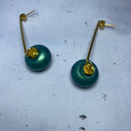 Boucles d’oreilles Brut Turquoise – Perles Béton peintes