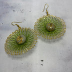 Boucles d’oreilles Dentelia Vert pomme – Dentelle métallique & béton